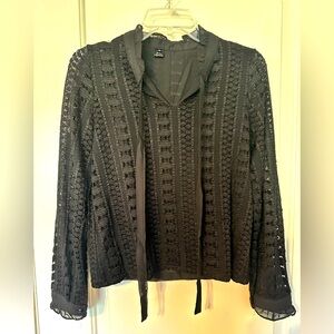 Wishlists Ladies Black Lace Top, Size Medium